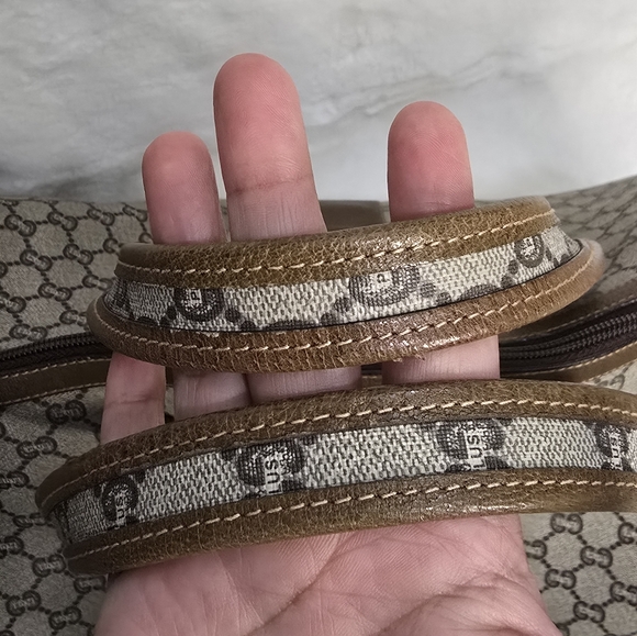 GUCCI GG Plus Canvas Boston Bag PVC Leather Beige - Picture 11 of 16